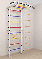 Шведская стенка Sv Pro рукоход 851 (Турник Pro рукоход/Канат/Кольца/Лестница) ( Белый) ( Разноцветные перекладины)