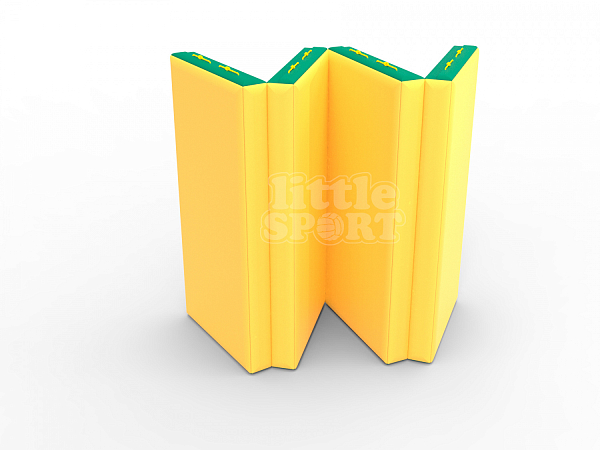 картинка Мат кожзам LittleSport (100х200х10см) складной в 4 сложения зеленый/желтый от магазина Лазалка