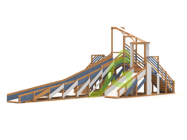 картинка Зимняя деревянная горка "IgraGrad Snow Fox 12 м" с двумя скатами мод.624 от магазина Лазалка