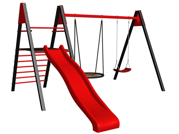 картинка Уличные качели Sv Sport Maxi с горкой УК145.5В2 (4.0м/Гнездо 115см/"Лодочка"/Подвесы на втулке 2к) от магазина Лазалка