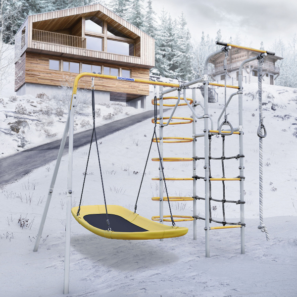 картинка Детский спортивный комплекс для дачи ROMANA Космос (желтый/серый) от магазина Лазалка