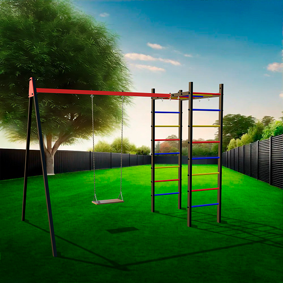 картинка Уличный спортивно-игровой комплекс Sv Sport У3004В1 (Деревянные/Подвесы на втулке) от магазина Лазалка