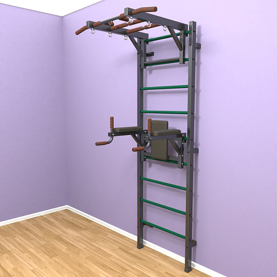 картинка Шведская стенка "LittleSport" Long 2.0 (черный*зеленый) от магазина Лазалка