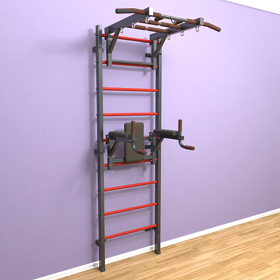 картинка Шведская стенка "LittleSport" Long 2.0 (черный*красный) от магазина Лазалка