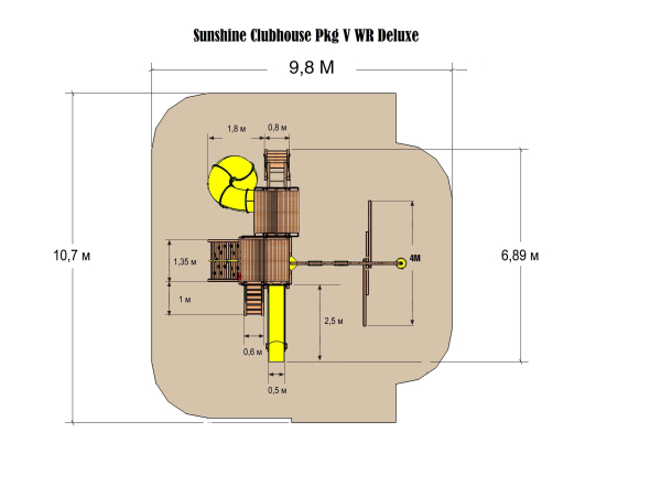 Игровая площадка Саншайн Клубхаус Спиральная Горка Делюкс (Sunshine Clubhouse Pkg V WR Deluxe)