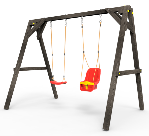 Деревянные качели Пикник 2 "Black" (качели долька + для малышей)