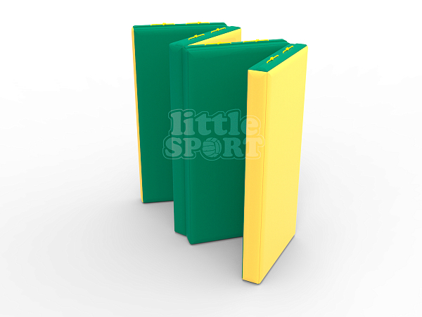 картинка Мат кожзам LittleSport (100х200х10см) складной в 4 сложения зеленый/желтый от магазина Лазалка