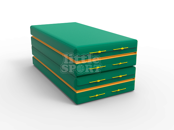 картинка Мат кожзам LittleSport (100х200х10см) складной в 4 сложения зеленый/желтый от магазина Лазалка